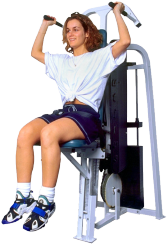 woman on weight machine